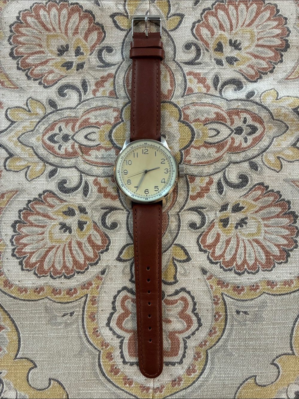 Merona Brown Leather Strap Watch with Cream Dial
